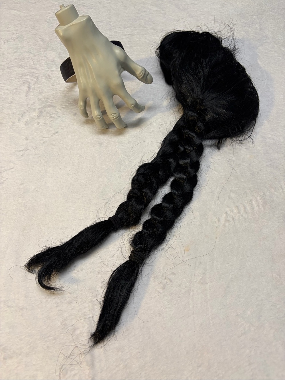 Bundle Wednesday Addams Dress with Wig and Thing - Picture 6 of 8
